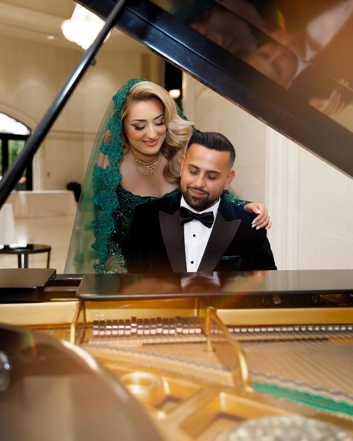 Elegant Toronto wedding portrait of a bride and groom on their special day