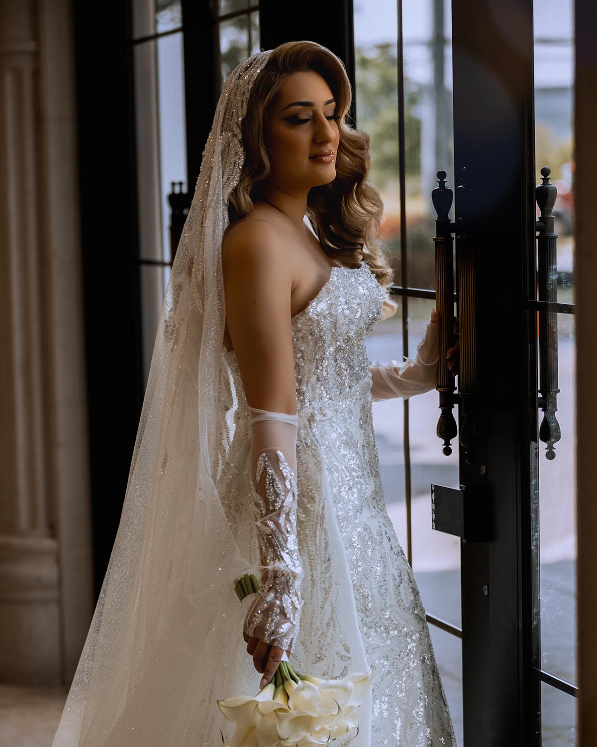 Elegant Toronto wedding portrait of a bride and groom on their special day